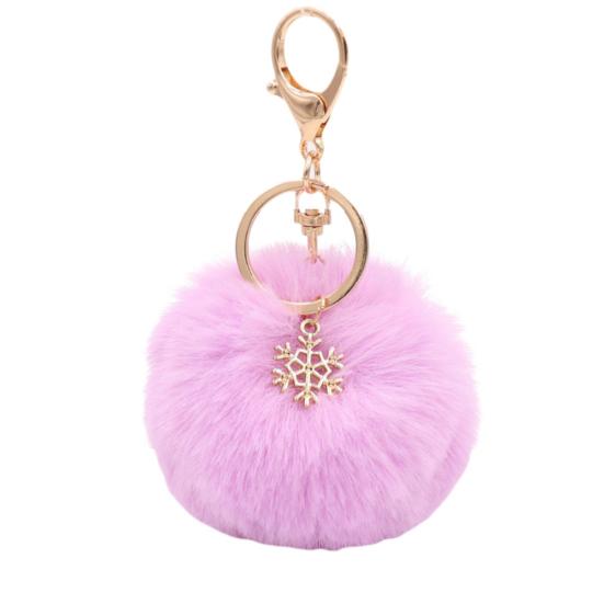 Snowflake Fluffy Pompom Ball Key Chain Ring Holder Car Bag Ornament Keychain