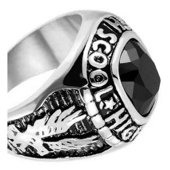 Europeisk och amerikansk titanstål örn bokstav ädelsten ring vintage crompunk hipster rostfritt stål graverad ring