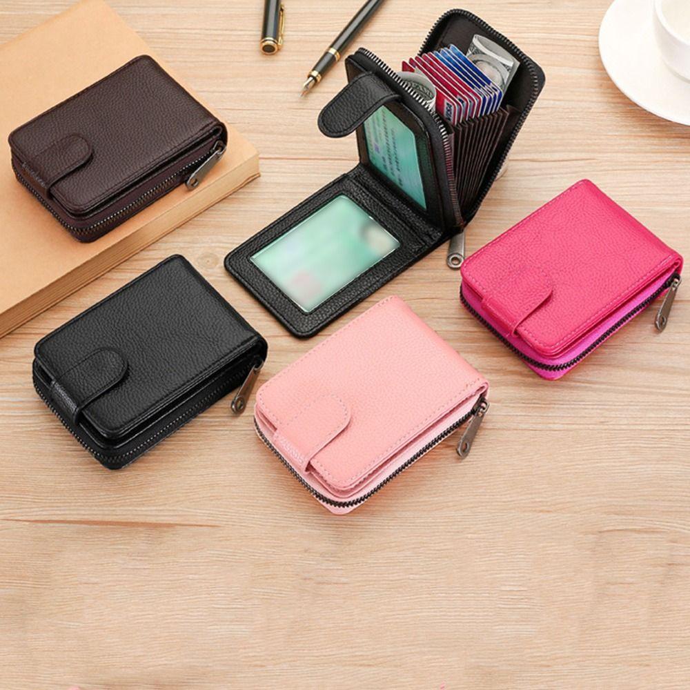 with Buckle PU Leather Card Holder Large Capacity Small Card Bag Casual Portable Coin Purse  Unisex