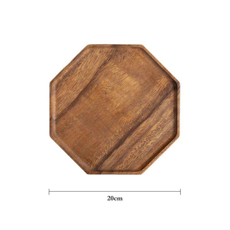 Wooden Octagonal Tray, Cooked Food Platter Acacia Wood Pot Tray Creative Coaster Decorative Dinner Plate Coffee Coaster