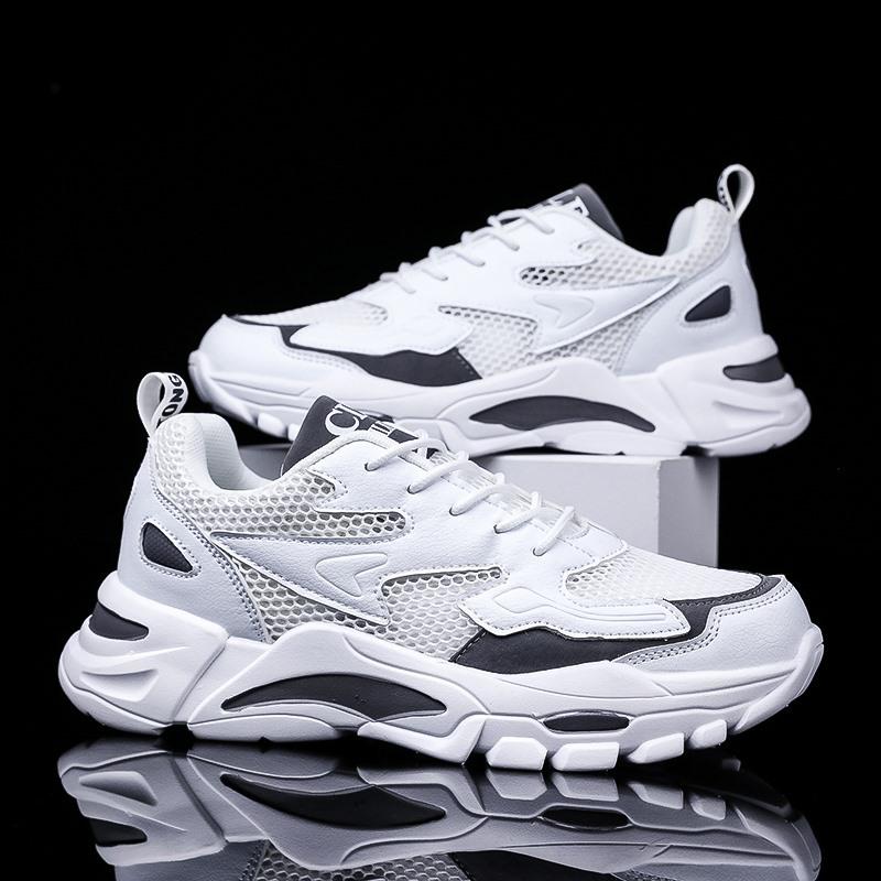 Mesh Men's Sneakers White Summer Platform Sneakers Stylish Lace-up Male Sneaker Breathable Man Tenis Footwear Men's Sports Shoes