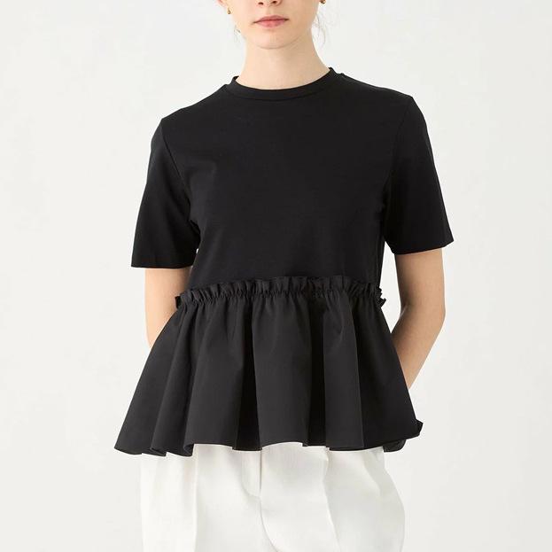 Japanese Style Women's Summer Patchwork Short Sleeve T-Shirt - Versatile Round Neck Top for Plus Sizes