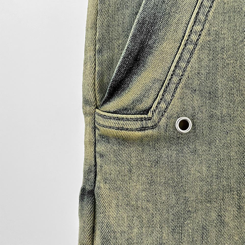 SUBHUMAN Women's Retro Gradient Yellow Denim Zipper Trousers