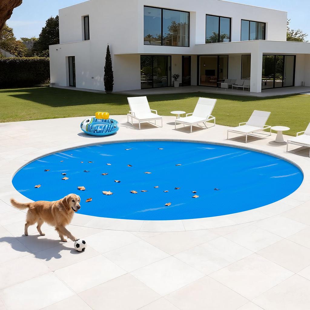 VEVOR Solar Pool Cover, 7.32m Round Pool Bubble Cover, 12 Mil Pools Solar Blanket with Bubble & PE Material, Daytime Heat Absorption