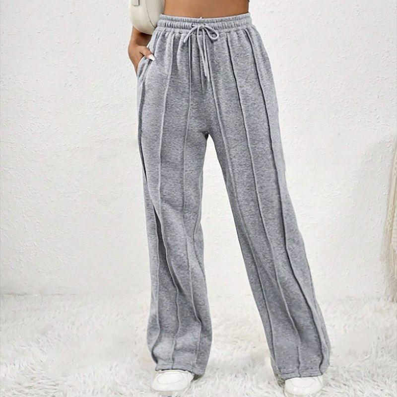 Straight Leg Sports Pants2025 Women Clothes Casual Sweatpants Drawstring Vertical Stripes Straight Sweat Pants