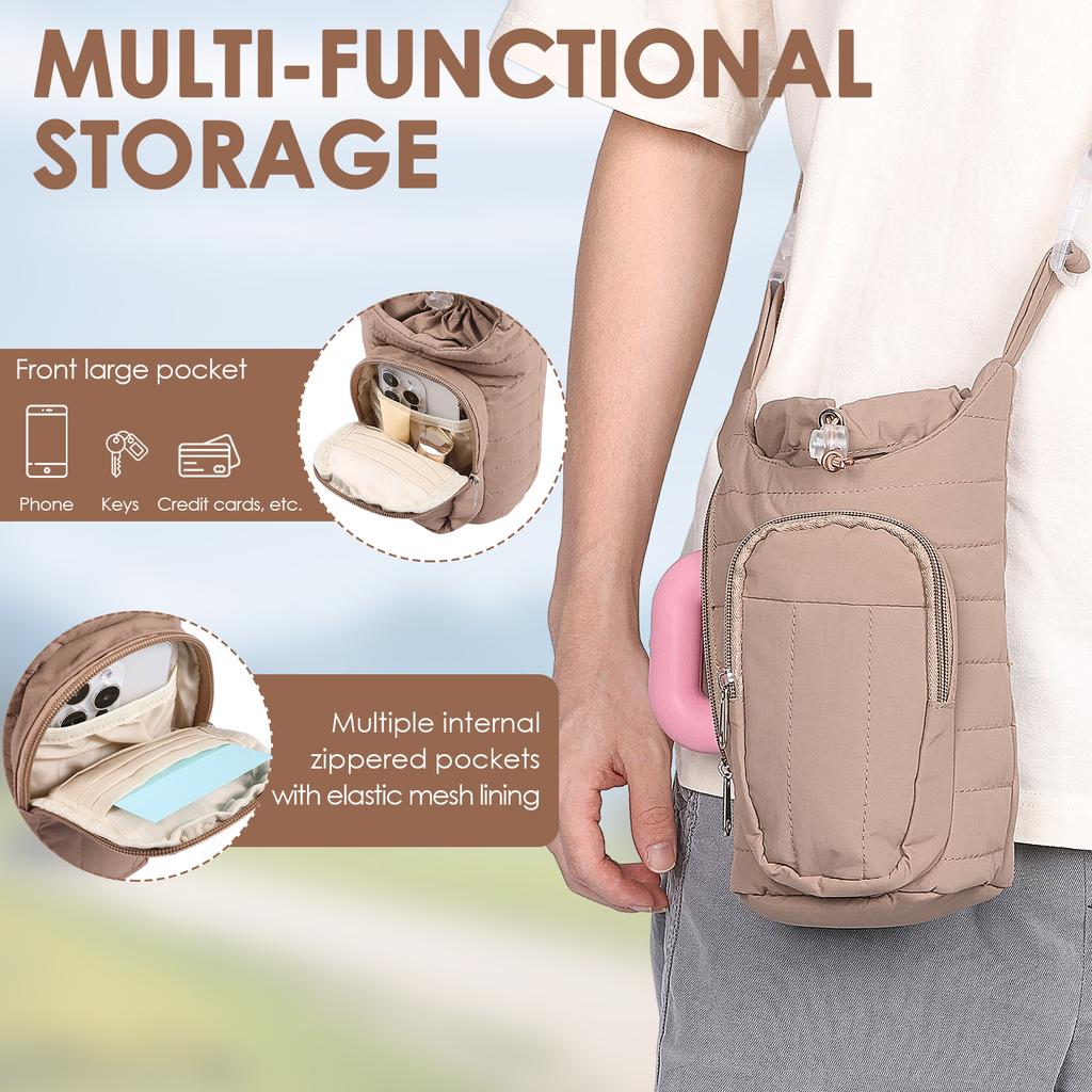 Outdoor water cup crossbody bag heat preservation easy to carry adjustable detachable multifunctional storage crossbody bag
