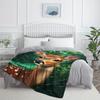Deer in jungle plush blanket realistic animal print nature theme soft flannel for bedroom or living room