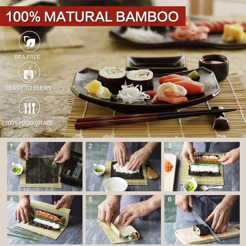 Sushi Mold  Sushi Maker Set Machine Bazooka Roller Kit Vegetable Meat Rolling Bamboo Mat DIY Kitchen Tools Gadgets Accessories