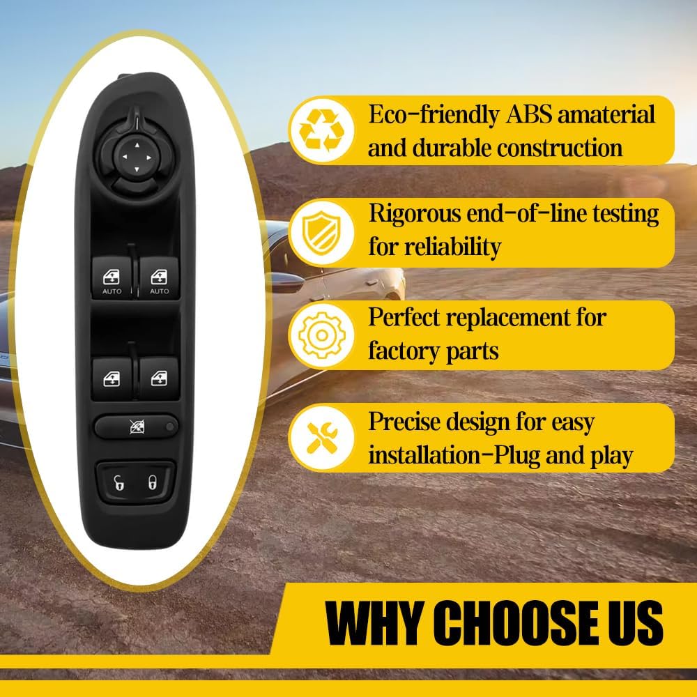 Power Window Switch Driver Side Replace 6BZ27LXHAA Compatible with Jeep Compass 2017-2021 Front Left Driver Side Power Window Master Switch