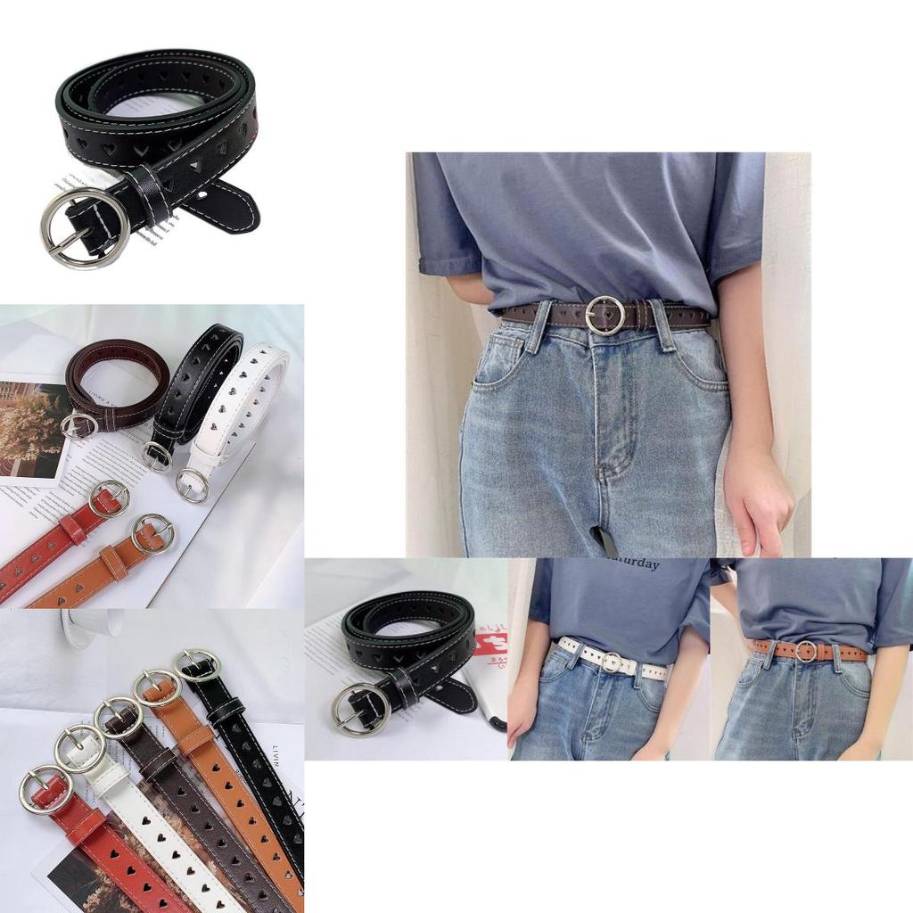 Elegant Minimalist Women's Pu Leather Belt Stylish Round Buckle Adjustable Fashion