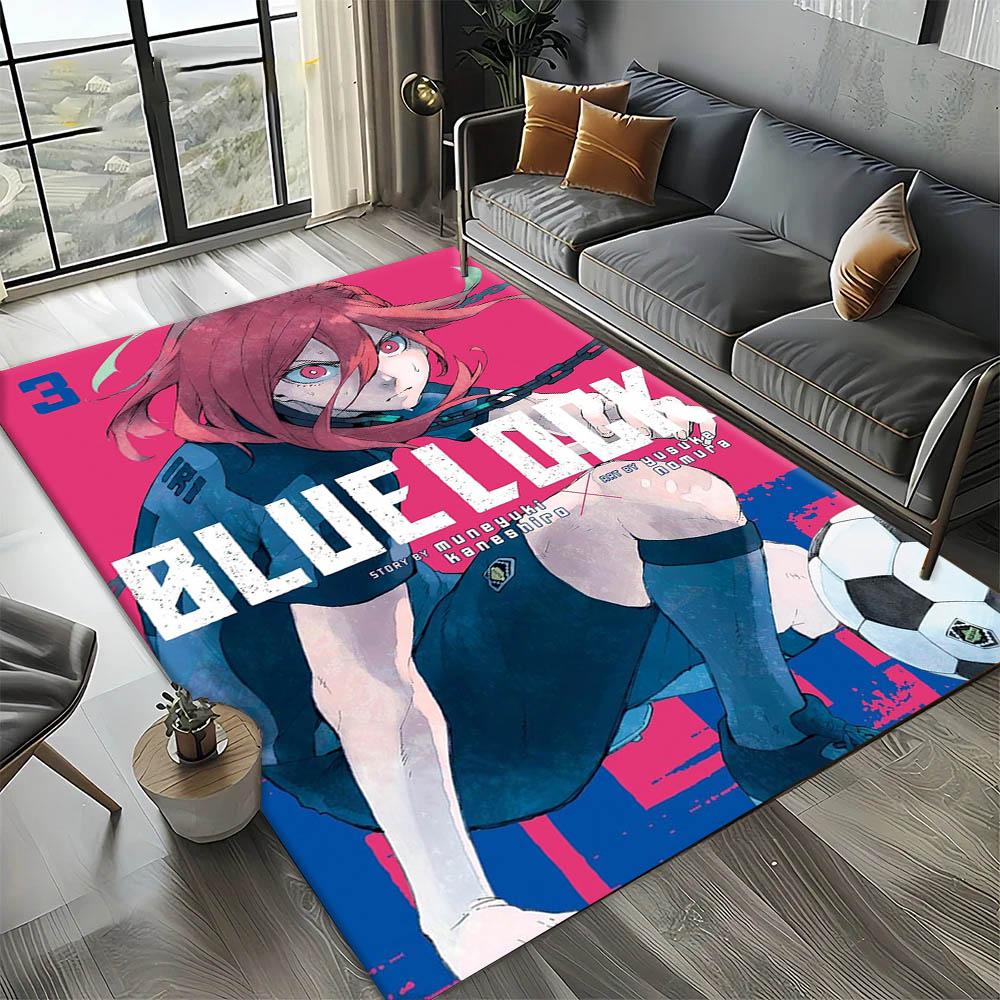 Dywanik Artystyczny 3D B-Blue L-Lock Japońskie Anime do Wystroju Pokoju Kanapy Boże Narodzenie Halloween Prezenty Dywanik do Strefy Gier Mata Podłogowa Antypoślizgowa