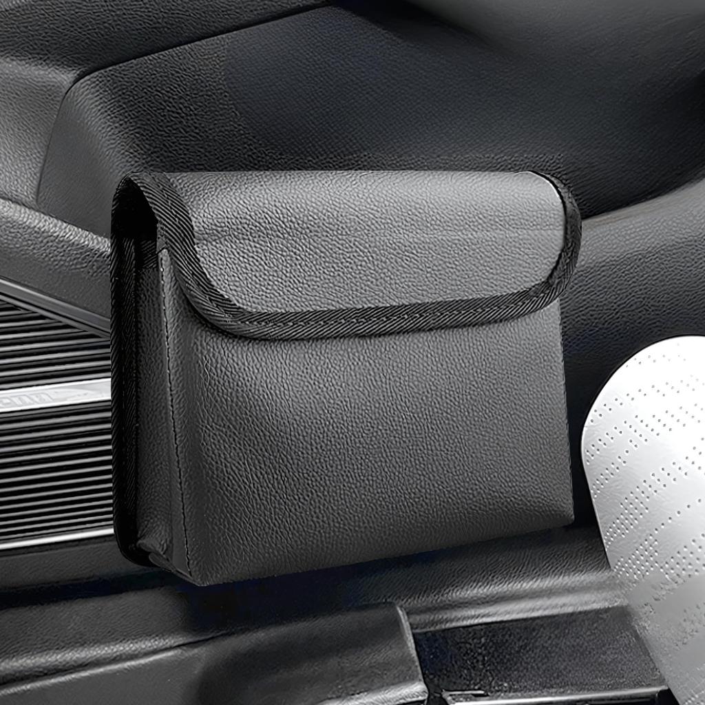 Mellbo Car Trash , Hanging, PU Leather, Storage Box, Small Items, Trash Bag with