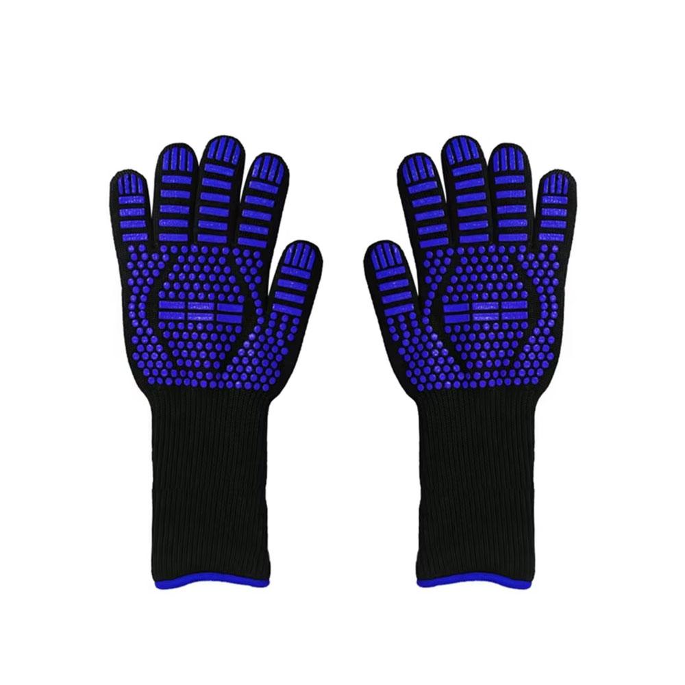 BBQ Gloves Fireproof Heat Resistant Cut Resistant Mitts Non Slip Silicone Oven Gloves Kitchen Gloves for Barbecue Cooking Baking