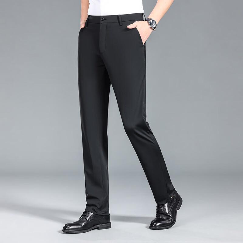 FENGXIAO 2026 Men's Mid-Waist Loose Straight Business Casual Pants