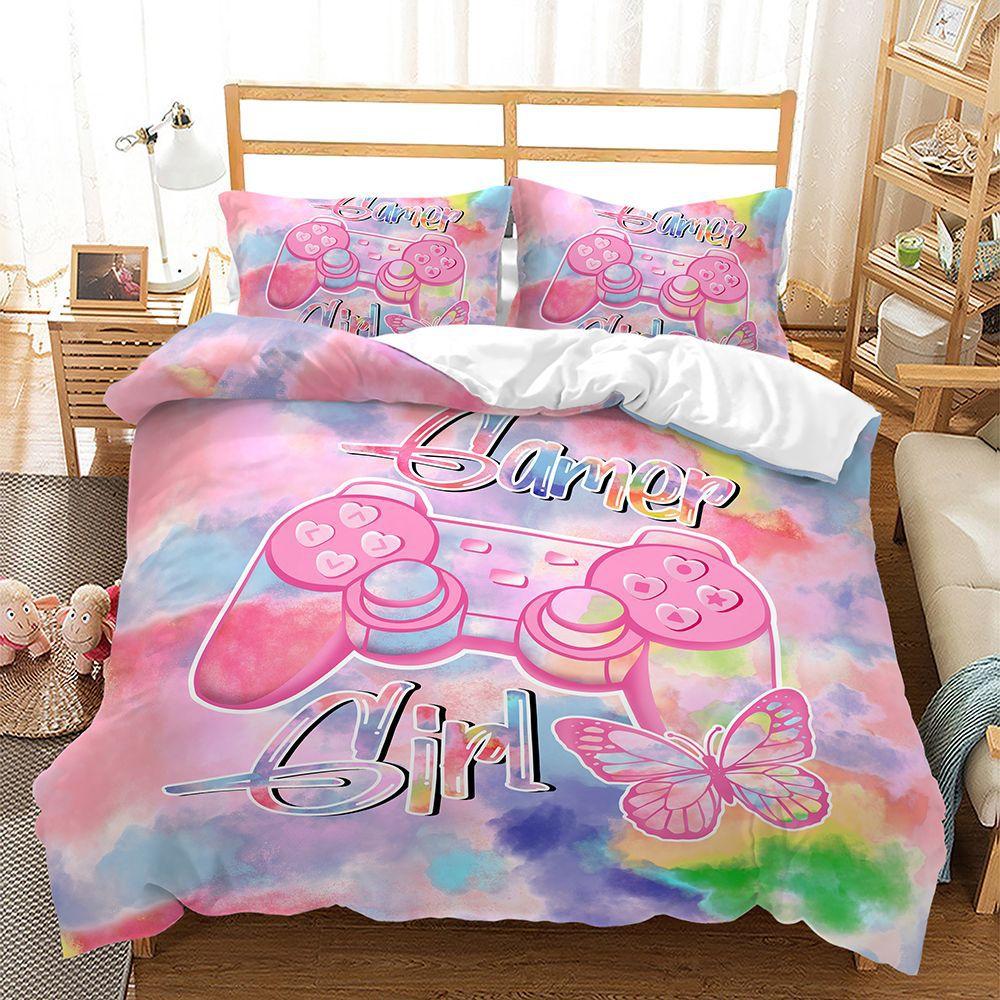 Bed Three-Piece Gamepad Sci-Fi Cute Pink 3D Digital Printing Kit