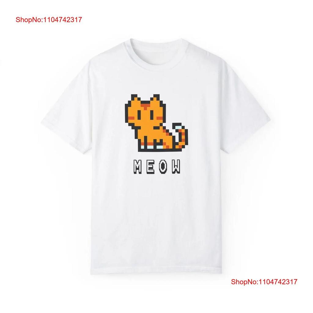Pixel Cat T Shirt Retro Gaming Top for Lovers vintage Washed Comfortable Versatile Top For Everyday Wear Stylish Unisex Soft