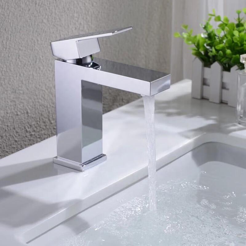 TLXT Brushed Gold Square Basin Mixer Faucet