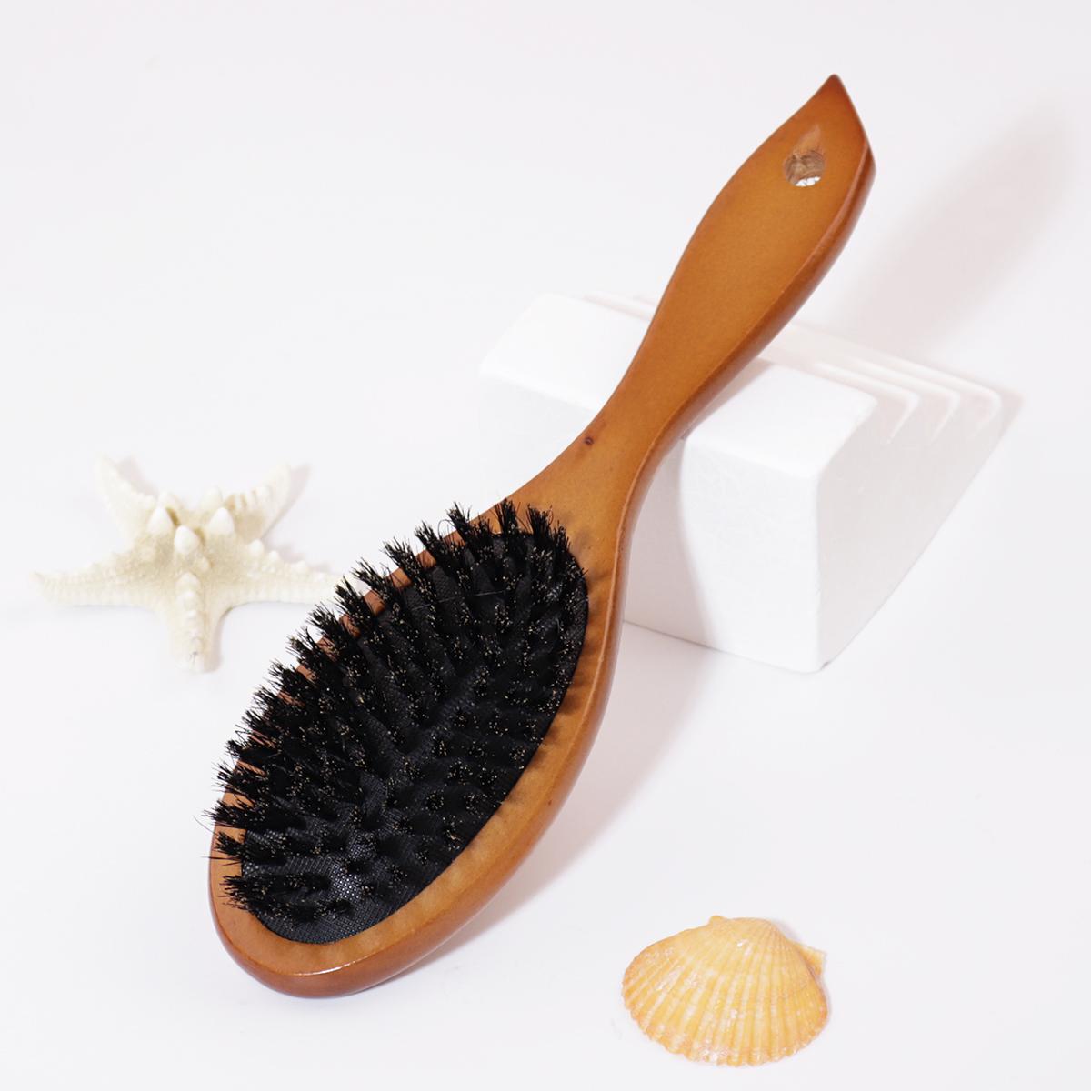 

1 piece bristle comb - anti-static, wooden oval scalp massage comb, suitable for all hair types, combing hairstyles