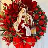 3D Christmas Wreath Door Decor With Berries Pinecones Red Balls Holiday Entrance Mantel Home Festive Display