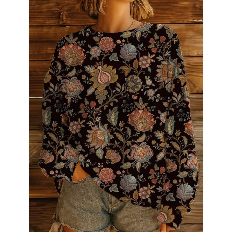 JPNTKY Women's Fashion Casual Long Sleeve O-Neck Blouses & Shirts
