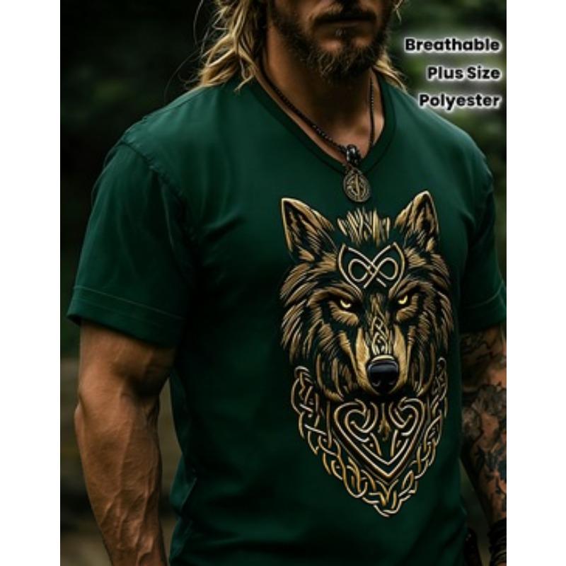 ETST48 Viking Krijger Wolfskop T-shirt (Grote maat) 2XL