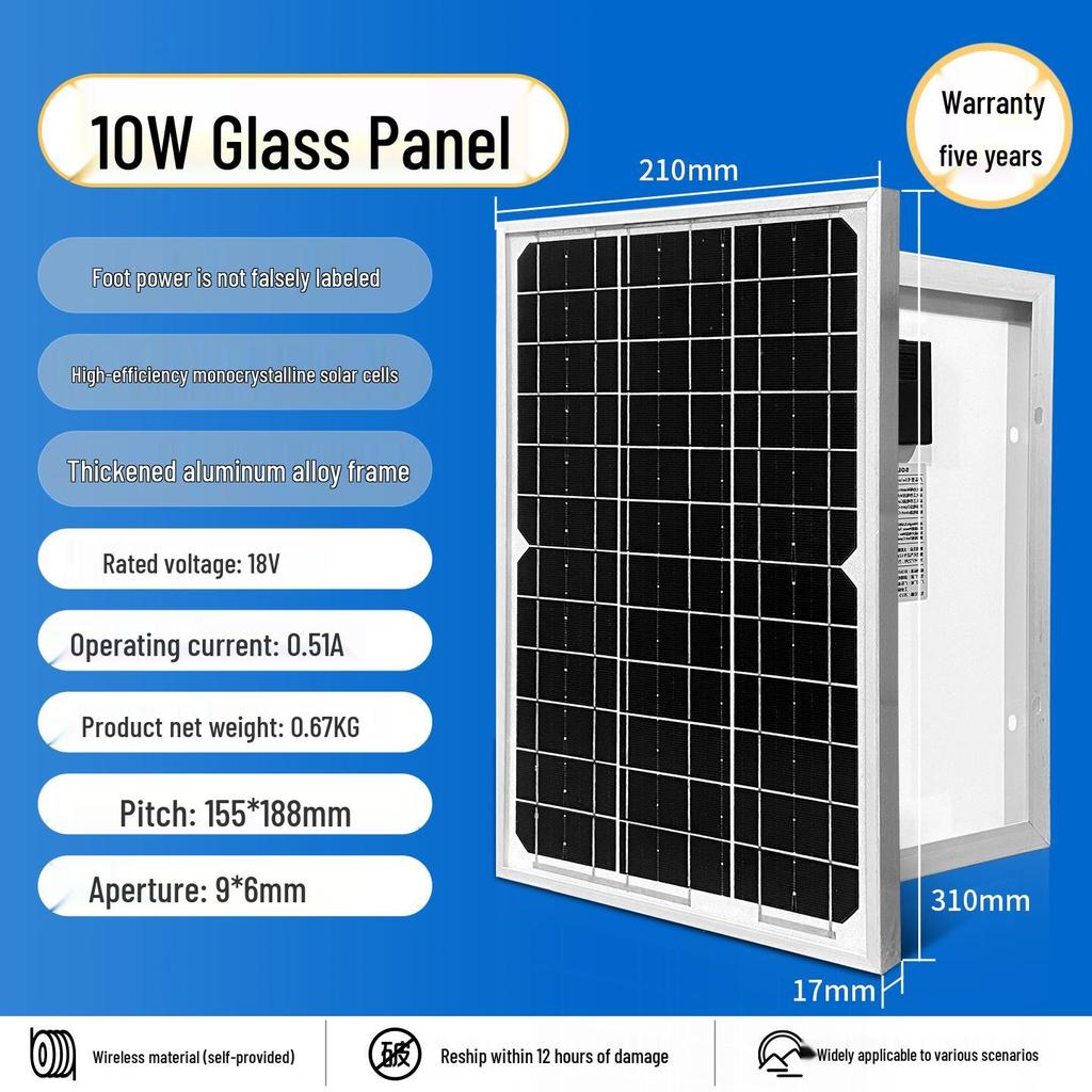 Monocrystalline Solar Panel Power System for Home & RV, 12V/24V with Lithium Battery Charging