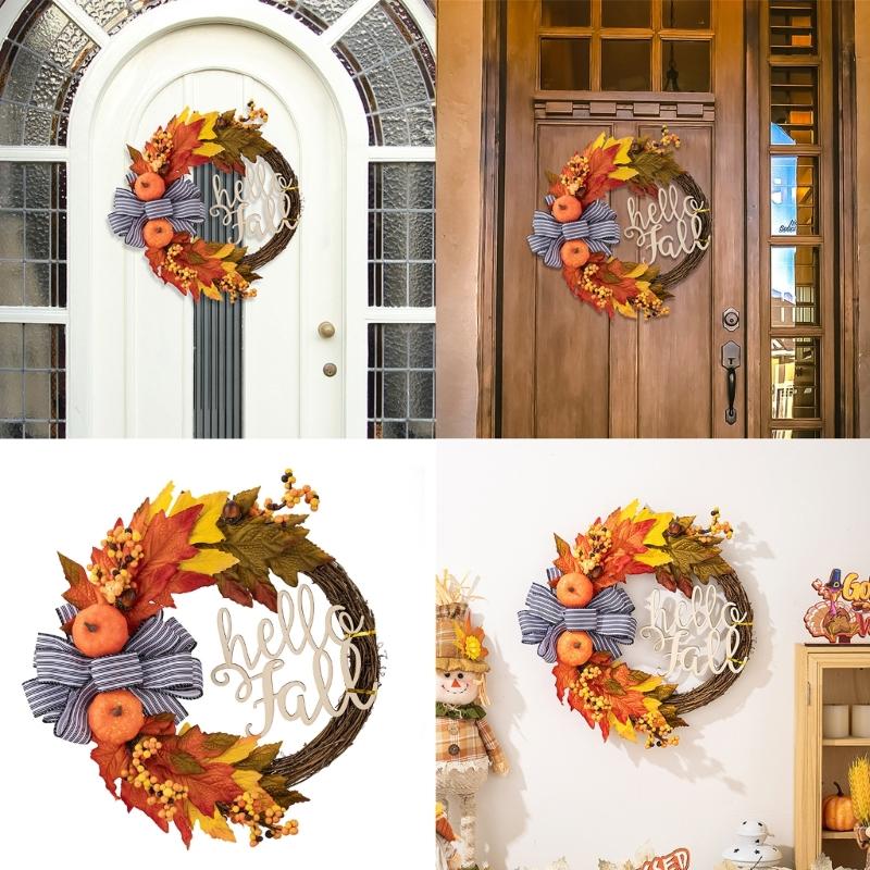 Fall Season Artificial Wreath Decors Decorative Wreath Hangings For Autumn Celebration Welcoming Touch Flower Rings