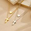 316L Stainless Steel Double Layer Cross Heart Pendant Collarbone Necklaces For Women Creative Fashion New Jewelry Party Gift