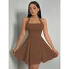 Women's Halter Neck Sleeveless Dress Sexy Pink Short Dress