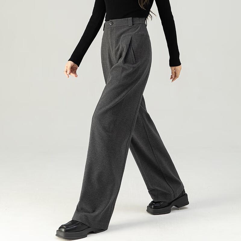 Fanzhen Women's 2025 A/W High-Waist Wide-Leg Woolen Pants