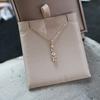 925 Sterling Silver Japanese Square Bar Crystal Pendant 14k Gold Plating Necklace Women Light Luxury Temperament Wedding Jewelry