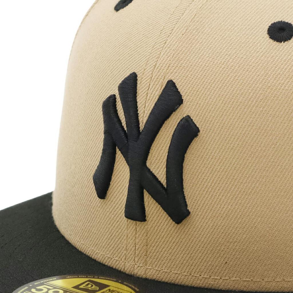New Era 59FIFTY Cap MLB New York Yankees NY Camel Beige 8 ONSPOTZ Exclusive and Gokyu Fifty 5950 Straight Flat Visor Unisex Summer Sun Protection UV