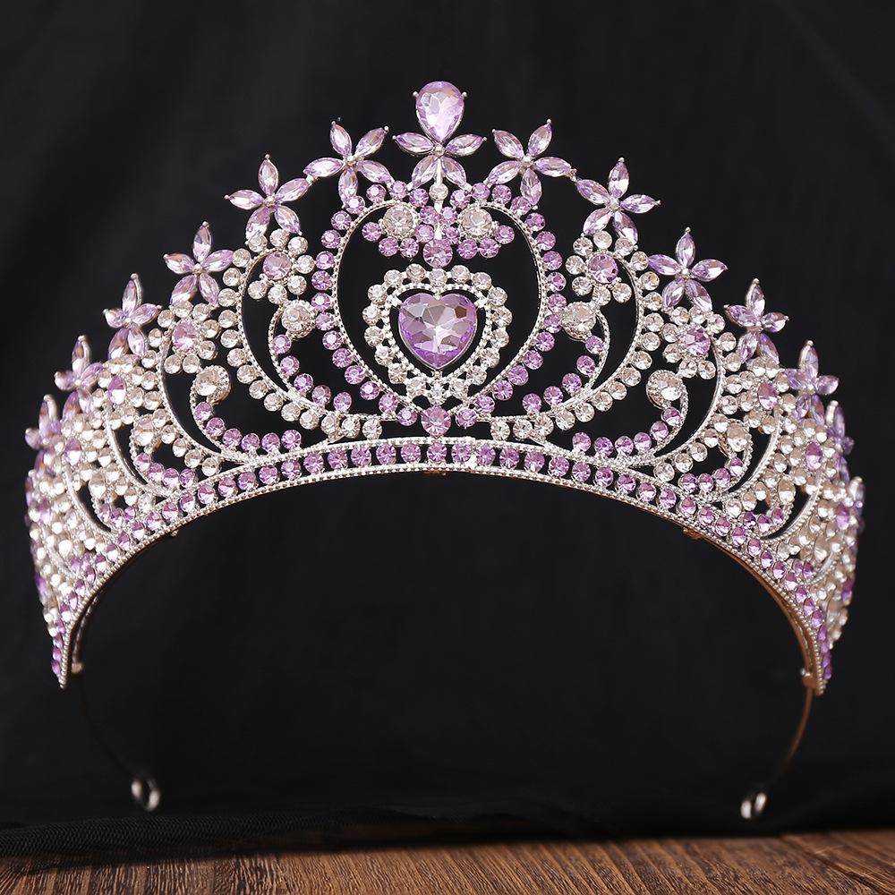 DIEZI Luxury Elegant AB Heart Crystal Tiara Crown For Women Girls Wedding Party Rhinestone Crown Hair Dress Jewelry