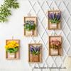 Nordic Style Wooden Photo Frame with Faux Flowers for Wall Hanging Decor.
