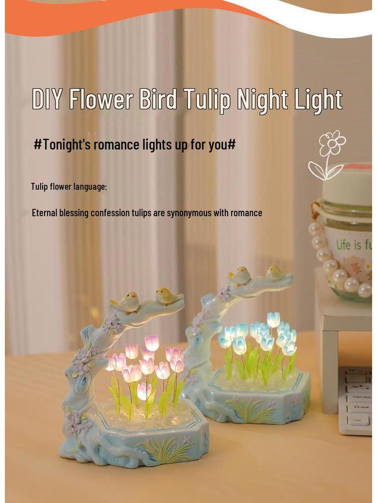 Tulip Handmade Resin Night Light: Creative DIY Ornament for Festivals and Desktop Decor
