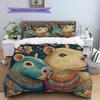 Two Capybaras Pattern Bedding Home Decoration Birthday Gift (1 * duvet cover + 2 * pillowcase, without core)