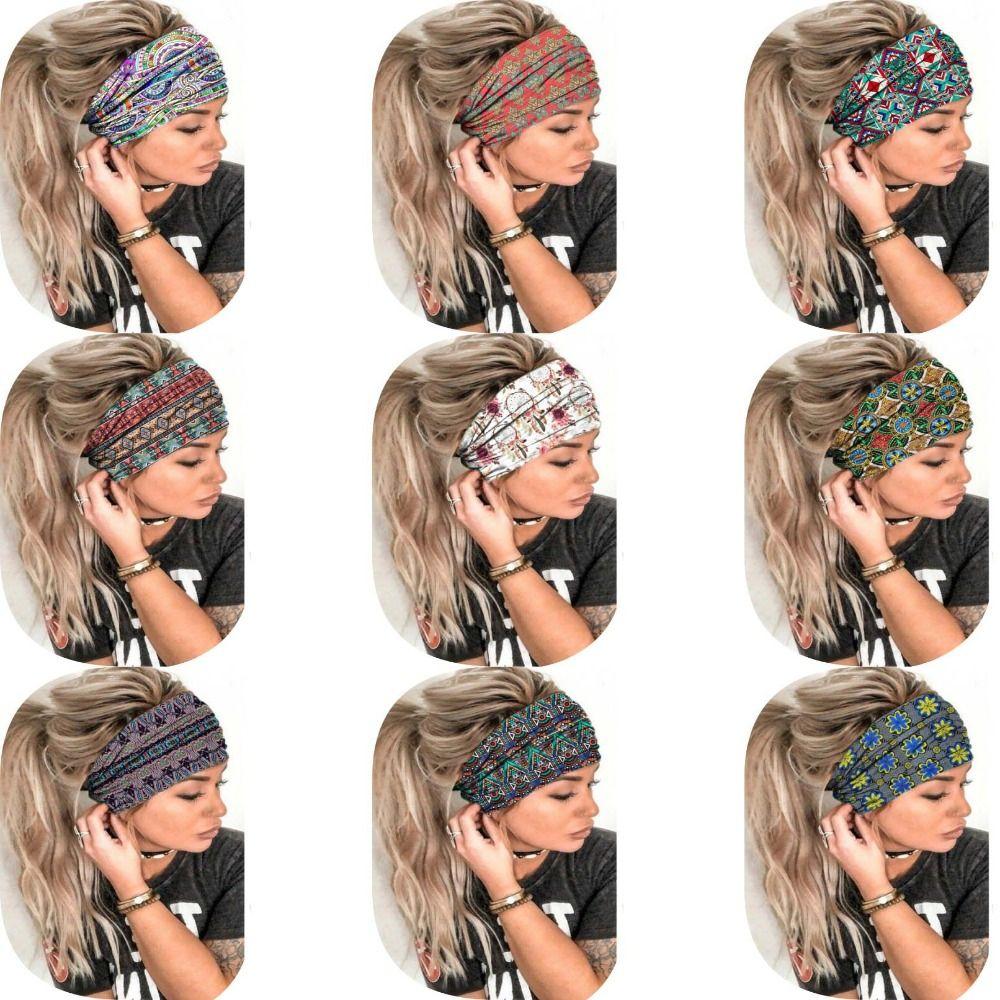 Vintage Knot Wide Headbands Boho Printed Headscarf New Turban  Girls