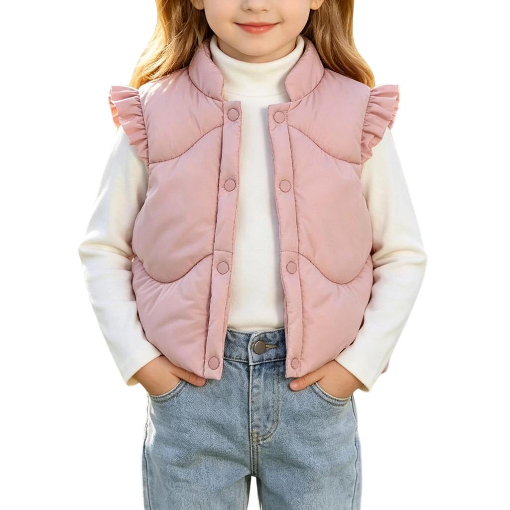 Kids Lace Trim Sleeveless Vest Top with Wide Shoulder for Fall and Winter