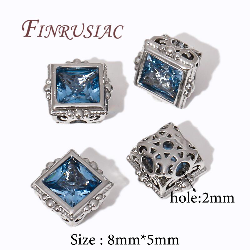 

18K Gold Plated Square Spacer Bead,Brass with Zircon Beads,Metal Loose Beads,Separators For Bead,DIY Jewelry Making Supplies 1 piece