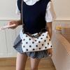 Yogodlns Borsa a tracolla a pois retrò alla moda Borsa a mano in PU di grande capacità Design a blocchi di colore squisito Borsa a spalla in pelle