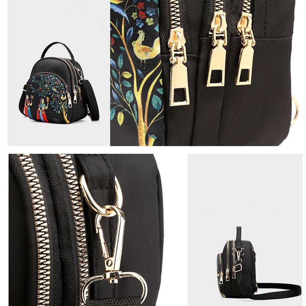 Canvas Nylon Crossbody Bag Zipper Oxford Shoulder Bag Trendy Women Backpack Storage Bag