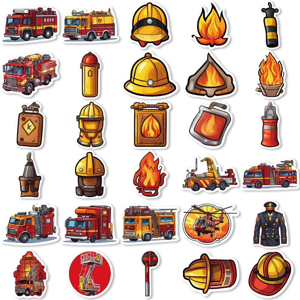 10 30 61Pcs Fire Hero Firefighter Stickers Fireman Decal Laptop Suitcase Motorcycle Car Phone Decoration Sticker Kid Classic Toy