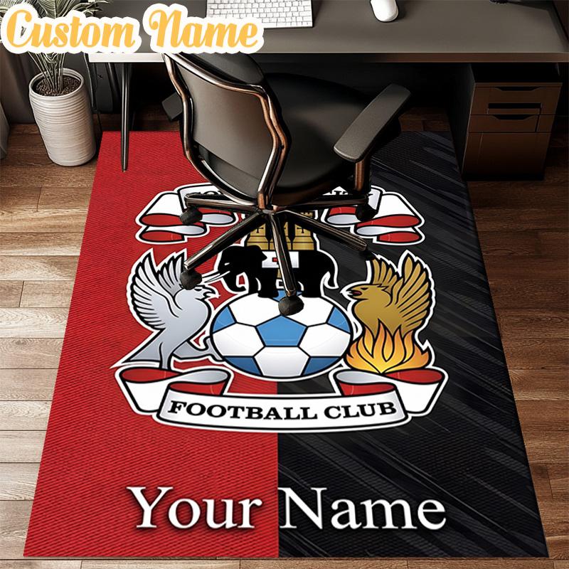 Custom Name Coventry City Crest Design Rug Office Rug Chair Mat Non Slip Carpet Rugs for Bedrooms Dining Room Living Room Home Decor gifts