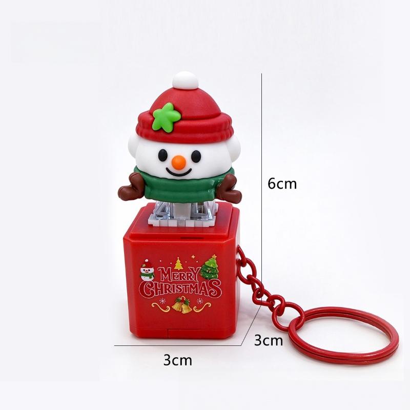 Light Up Santa Claus Stress Relief Keychain Voice Function Christmas Key Ring For Bag Pendant Xmas Party Small Gift