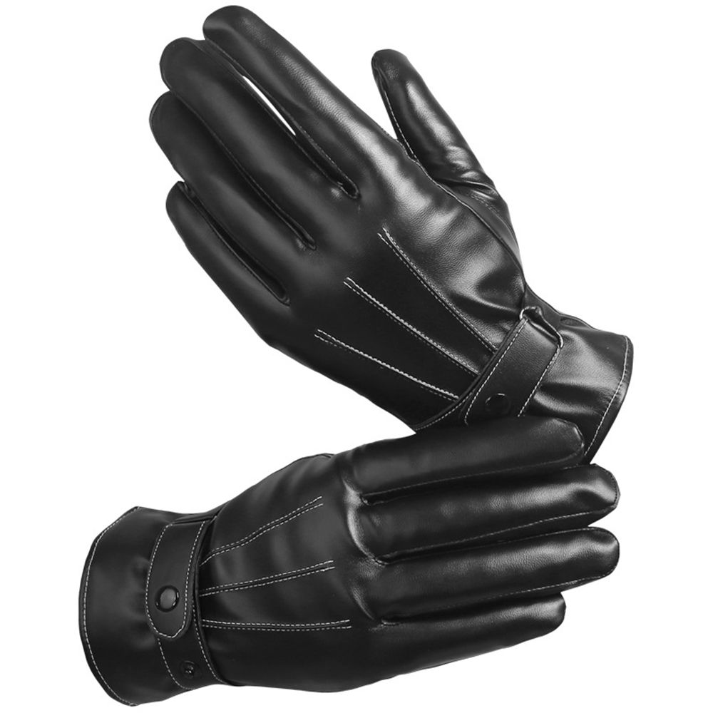 Men Warm Autumn Leather Gloves Motorcycle Windproof Screen Full Finger Gloves Mittens Gloves