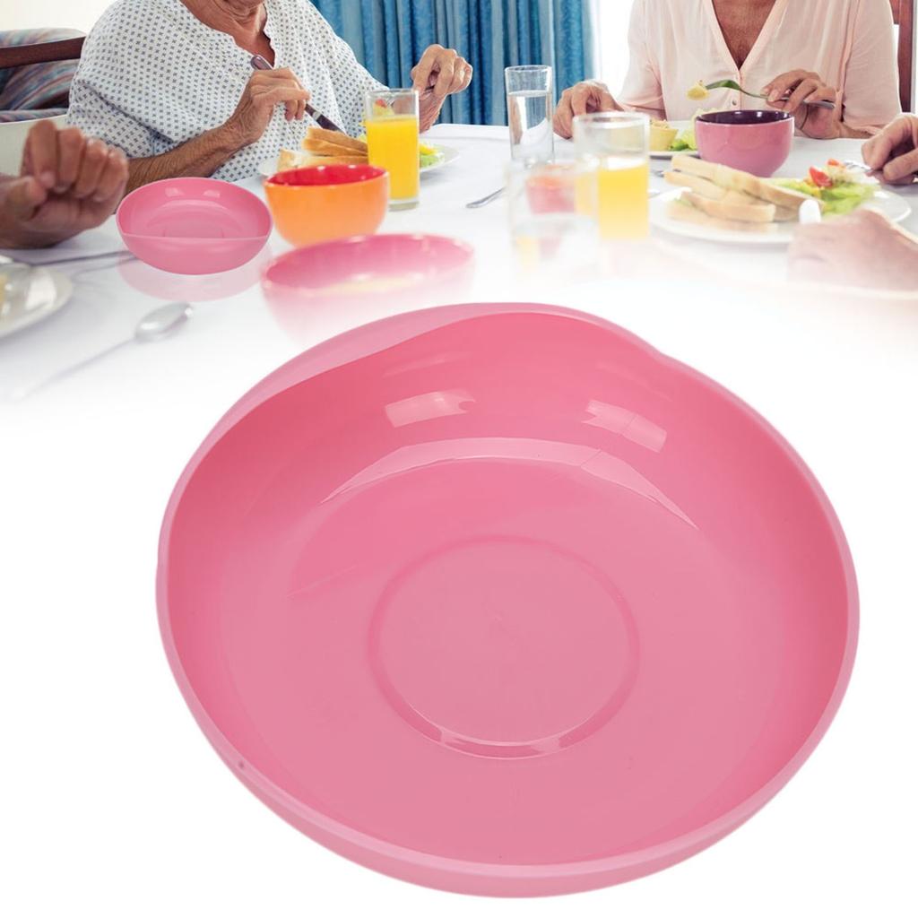 Elderly Care Spill Proof Plate with Suction Cup Base Disabled Non Slip Tableware Pink