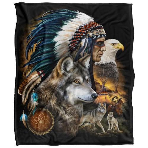 JQ Licensing Silky Wolf & Eagle Supersoft Blanket