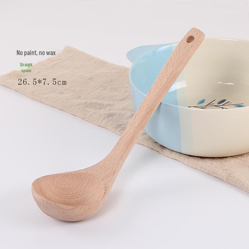 Unpainted Wooden Shovel and Spoon Kitchen Set with Long Handle and Non-stick Pan Shovel