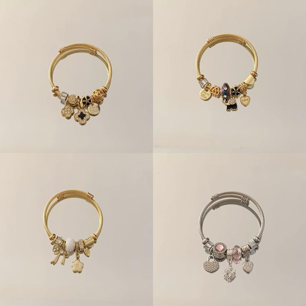 Stainless Steel Heart Shape Bracelet With Rhinestone Embellishments For Women And Men