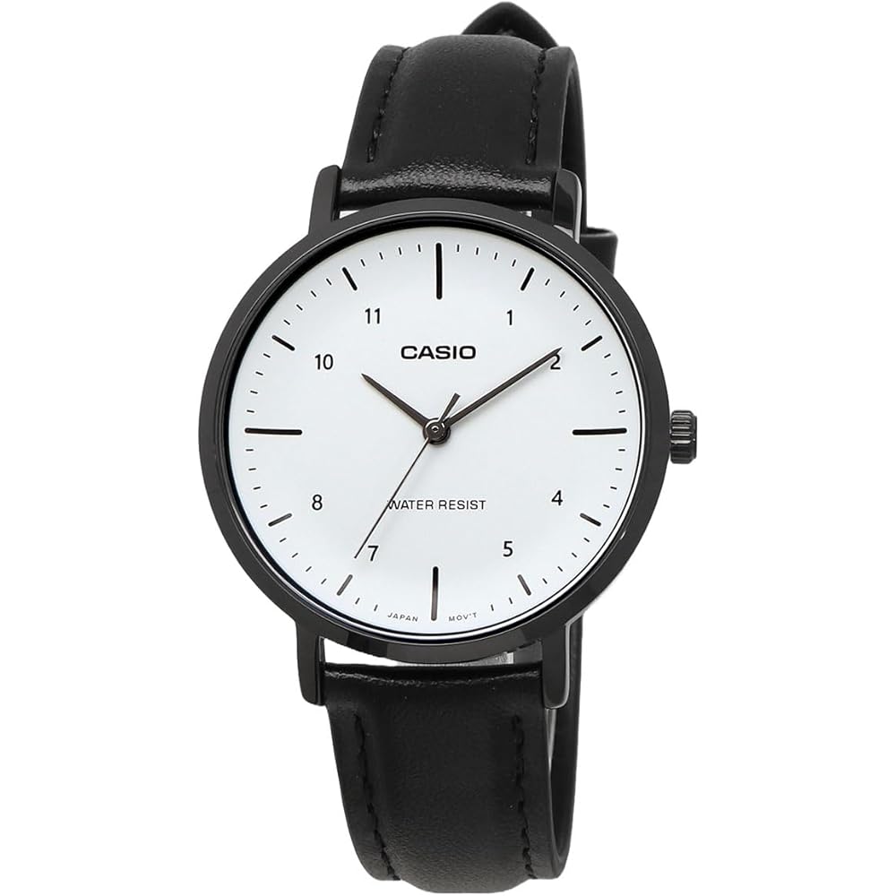 Casio Analog Quartz Women's Watch LTP-VT03BL-7B White Black Leather Band Imported Model